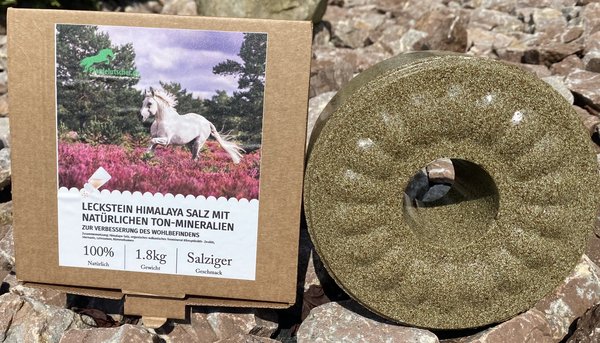 Pferdelutscher Leckstein Himalaya Salz mit natürlichem Ton-Mineralien | Wohlfühl Allrounder