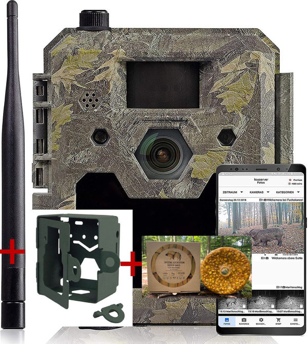 Wildkamera ICU cam5 - 4G / LTE Kit1 + Metallgehäuse + Spezial Leckstein Mais 3kg