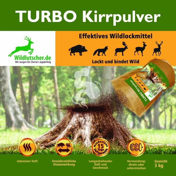 NEU:  Wildlutscher Turbo Kirrpulver |lockt, bindet und lenkt Wild